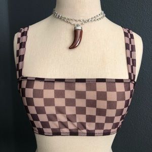 Pretty Little Thing Checked Sheer Mesh Top 8